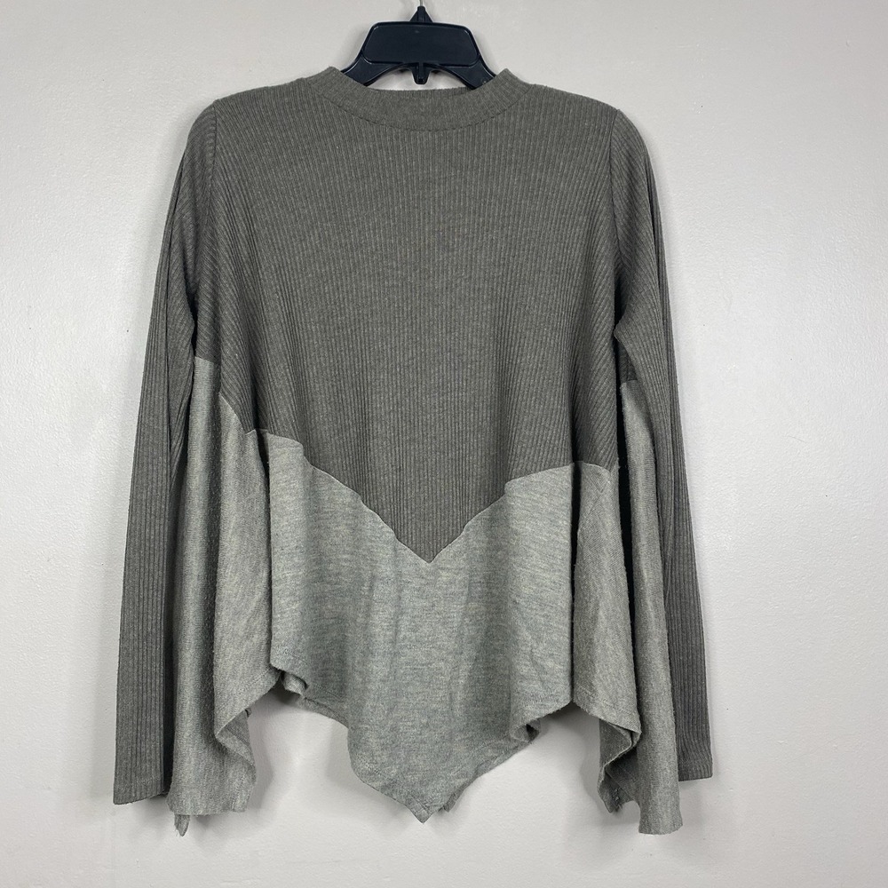 THML Brown Ribbed-Knit Poncho Boho Sweater Women's Size M